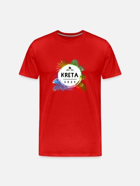 Kreta 2024 Bunt - Männer Premium Bio T-Shirt - Rot