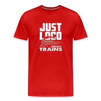 Locomotive Train Trains Hobby Train Spotter - T-shirt bio Premium Homme - rouge - Devant - Damien (186cm)