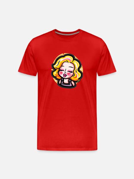 Blondes Cartoon-Mädchen im Comic-Stil - Männer Premium Bio T-Shirt - Rot