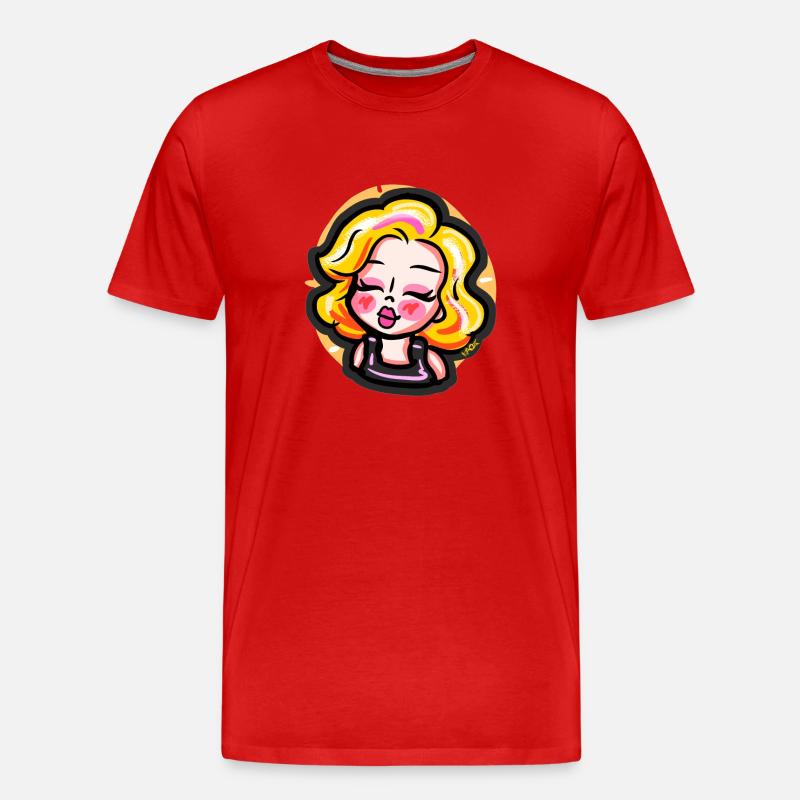 Blondes Cartoon-Mädchen im Comic-Stil - Männer Premium Bio T-Shirt - Rot