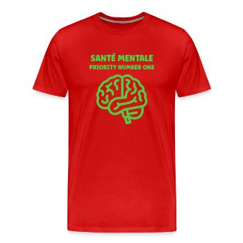 sensibilisation santé mentale - T-shirt bio Premium Homme - rouge - Devant - Damien (186cm)