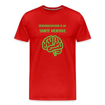 sensibilisation santé mentale - T-shirt bio Premium Homme - rouge - Devant - Damien (186cm)