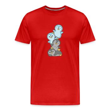Autosexual Flag Pride LGBTQ Cute Penguin - Men's Premium Organic T-Shirt - red - Front - Damien (186cm)