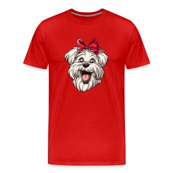 Maltais | Maltais | Illustration de dessin animé - T-shirt bio Premium Homme - rouge - Devant - Damien (186cm)