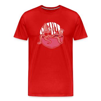 Lustiger Tintenfisch Fischer - Männer Premium Bio T-Shirt - Rot - Vorne - Damien (186cm)