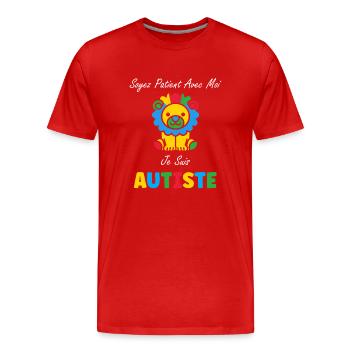 Soyez patient avec moi je suis autiste - T-shirt bio Premium Homme - rouge - Devant - Damien (186cm)