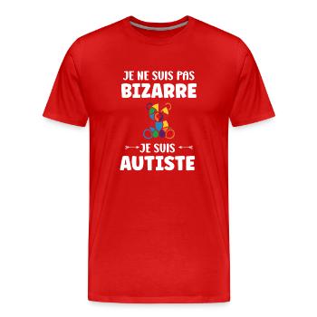 Je ne suis pas bizarre je suis autiste - T-shirt bio Premium Homme - rouge - Devant - Damien (186cm)
