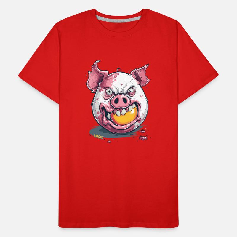 Horror: Zombie pig eats egg yolk Men's Premium Organic T-Shirt