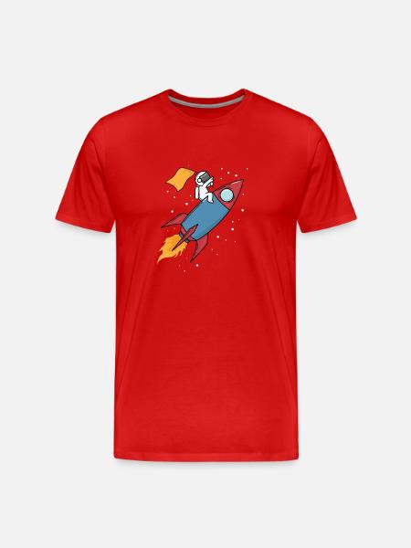 Astronaut on a rocket - Men's Premium Organic T-Shirt - red