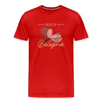 Hausgemachte Bologna Wurst Gericht Italien - Männer Premium Bio T-Shirt - Rot - Vorne - Damien (186cm)