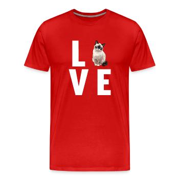 Chaton raquette Chat raquette - T-shirt bio Premium Homme - rouge - Devant - Damien (186cm)