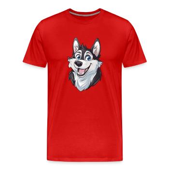 Husky de Sibérie | Illustration de dessin animé - T-shirt bio Premium Homme - rouge - Devant - Damien (186cm)