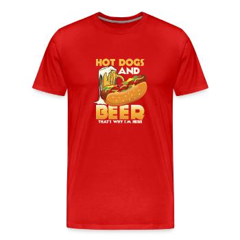 Hot Dogs And Beer That's Why I'm Here Foodie Wiene - Men's Premium Organic T-Shirt - red - Front - Damien (186cm)