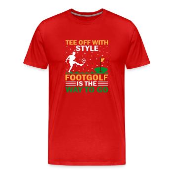 Footgolf Joueur Foot Golf Jouer Footgolfers Foot - T-shirt bio Premium Homme - rouge - Devant - Damien (186cm)