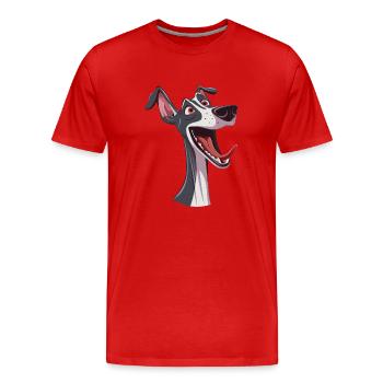 Lévrier | Lévrier | Illustration de dessin animé - T-shirt bio Premium Homme - rouge - Devant - Damien (186cm)