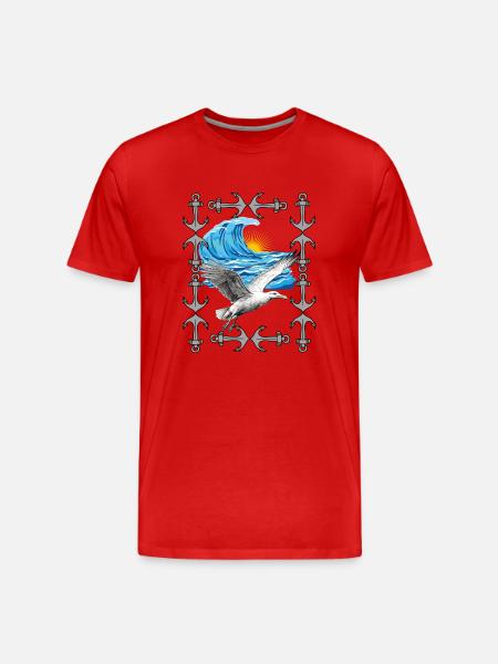 Havfugle Måger Måger Bølge Havmåge - Herre Premium T-shirt økologisk - rød
