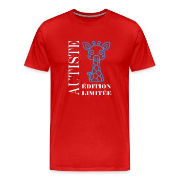 sensibilisation à l'autisme autiste - T-shirt bio Premium Homme - rouge - Devant - Damien (186cm)