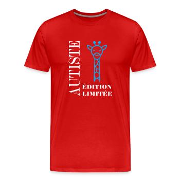 sensibilisation à l'autisme autiste - T-shirt bio Premium Homme - rouge - Devant - Damien (186cm)