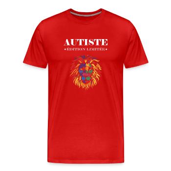 sensibilisation a l'autisme autiste - T-shirt bio Premium Homme - rouge - Devant - Damien (186cm)