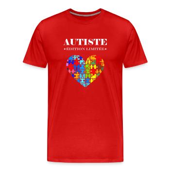 sensibilisation a l'autisme autiste - T-shirt bio Premium Homme - rouge - Devant - Damien (186cm)