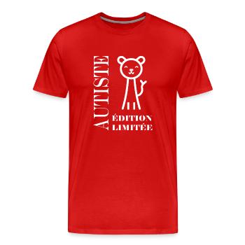 sensibilisation a l'autisme autiste - T-shirt bio Premium Homme - rouge - Devant - Damien (186cm)