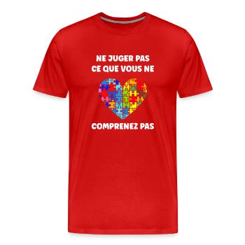 sensibilisation a l'autisme autiste - T-shirt bio Premium Homme - rouge - Devant - Damien (186cm)