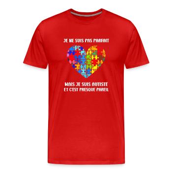 sensibilisation a l'autisme autiste - T-shirt bio Premium Homme - rouge - Devant - Damien (186cm)