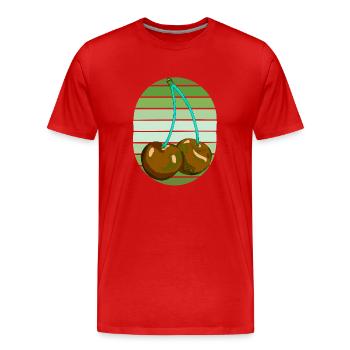 Rockabilly Rétro Vintage Cerises - T-shirt bio Premium Homme - rouge - Devant - Damien (186cm)