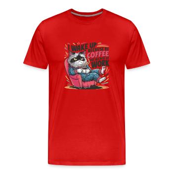 À CAUSE DU CAFÉ - T-shirt bio Premium Homme - rouge - Devant - Damien (186cm)
