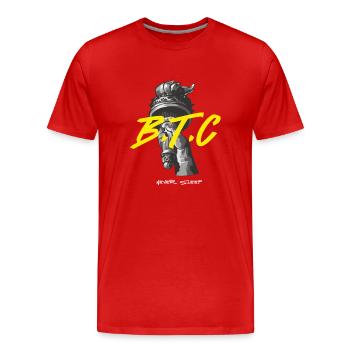Bitcoin Never Sleeps Bitcoin Btc Crypto Currency - Men's Premium Organic T-Shirt - red - Front - Damien (186cm)