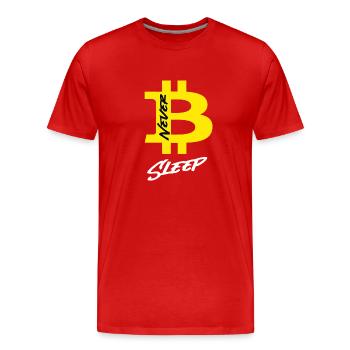 Bitcoin Never Sleeps Bitcoin Btc Crypto Currency - Men's Premium Organic T-Shirt - red - Front - Damien (186cm)