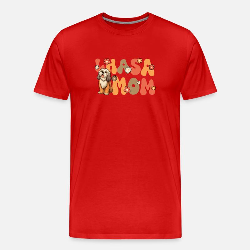 Lhasa Apso Groovy Lhasa Mom - Männer Premium Bio T-Shirt - Rot
