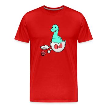 Dino Baby Birth Pregnancy Eggshell - Men's Premium Organic T-Shirt - red - Front - Damien (186cm)