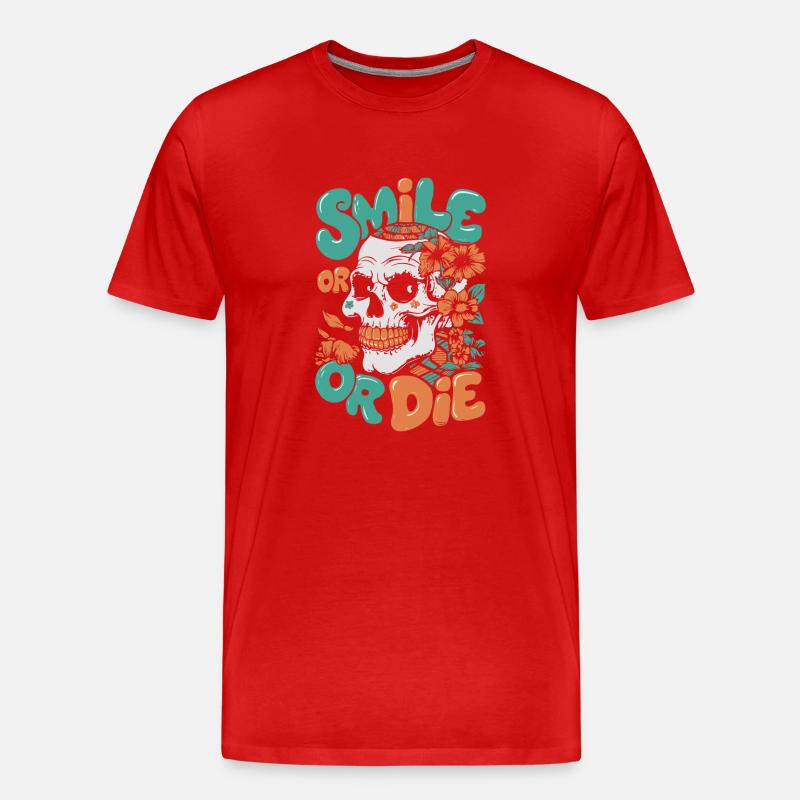 LÄCHELN ODER STERBEN - Männer Premium Bio T-Shirt - Rot