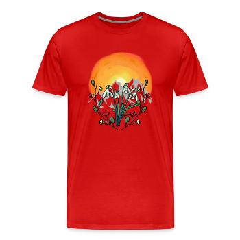Soleil Printemps Perce-neige Alpes - T-shirt bio Premium Homme - rouge - Devant - Damien (186cm)