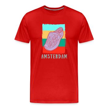 Niederlande Tourist Amsterdam Holzschuhe Schuhe - Männer Premium Bio T-Shirt - Rot - Vorne - Damien (186cm)