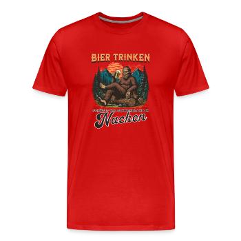 Drinking beer protects against sunburn in the neck - Men's Premium Organic T-Shirt - red - Front - Damien (186cm)