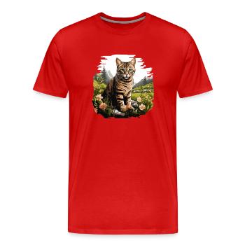 Tabby Kitten Tabby Cat - Men's Premium Organic T-Shirt - red - Front - Damien (186cm)