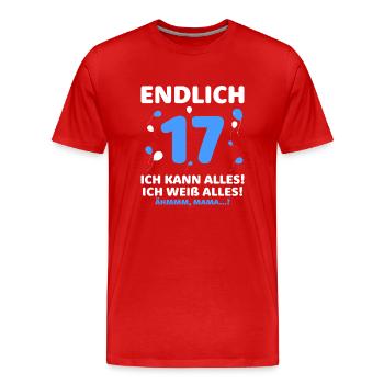 Endlich 17 Ich Kann Alles Ich Weiß Alles - Männer Premium Bio T-Shirt - Rot - Vorne - Damien (186cm)
