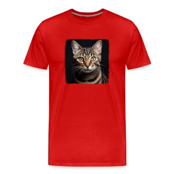 Tabby Kitten Tabby Cat - Men's Premium Organic T-Shirt - red - Front - Damien (186cm)