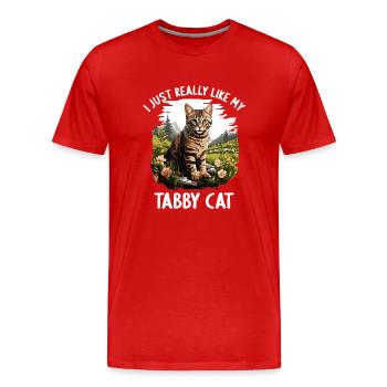 Tabby Kitten Tabby Cat - Men's Premium Organic T-Shirt - red - Front - Damien (186cm)