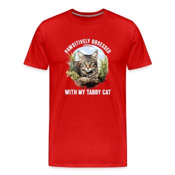 Tabby Kitten Tabby Cat - Men's Premium Organic T-Shirt - red - Front - Damien (186cm)