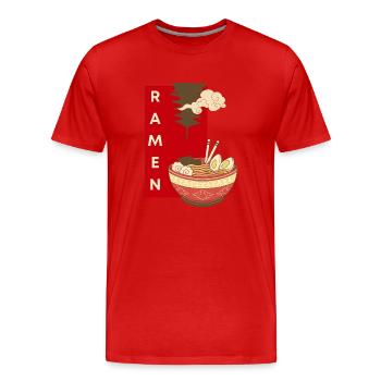 Ramen : l’art japonais pour les nouilles et les gourmands - T-shirt bio Premium Homme - rouge - Devant - Damien (186cm)