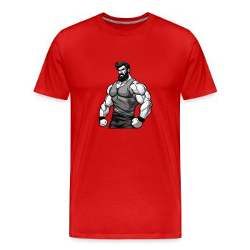Muscles de bodybuilder d’entraînement - T-shirt bio Premium Homme - rouge - Devant - Damien (186cm)