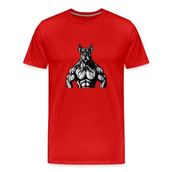 Remise en forme musculaire du chien - T-shirt bio Premium Homme - rouge - Devant - Damien (186cm)