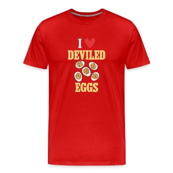 Gefüllte Eier Deviled Eggs - Männer Premium Bio T-Shirt - Rot - Vorne - Damien (186cm)
