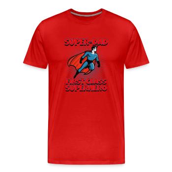 SUPER-DAD - first class superhero - Men's Premium Organic T-Shirt - red - Front - Damien (186cm)