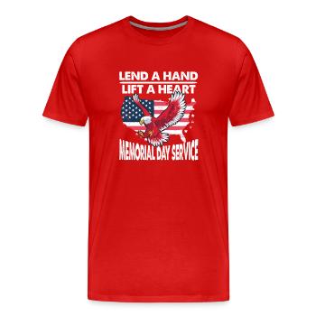 Lend A Hand Lift A Heart Memorial Day Service - Men's Premium Organic T-Shirt - red - Front - Damien (186cm)