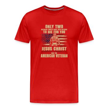 Only Two Die For You - Jesus Und Veteranen - Männer Premium Bio T-Shirt - Rot - Vorne - Damien (186cm)
