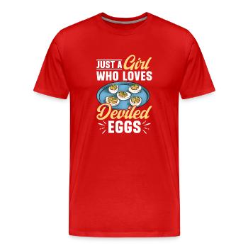Gefüllte Eier Deviled Eggs - Männer Premium Bio T-Shirt - Rot - Vorne - Damien (186cm)